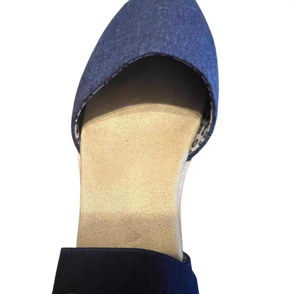 BOBS from Skechers Desert Kiss Wedge Sandals Navy Closed Toe Comfort Size 7